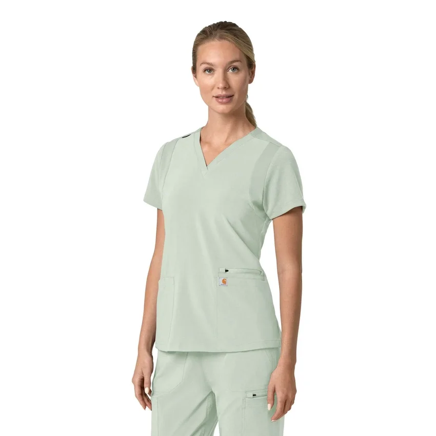Blusa médica para mujer Force Cross-Flex con cuello en V y paneles elásticos en la parte de arriba