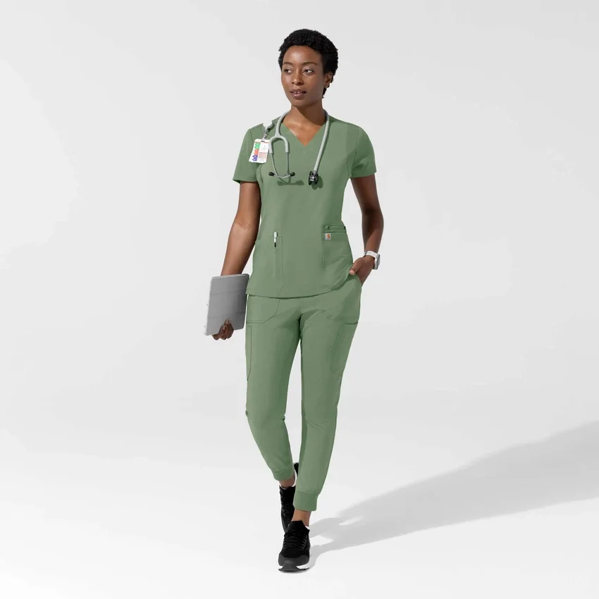 Blusa médica para mujer Force Cross-Flex con cuello en V y paneles elásticos en la parte de arriba
