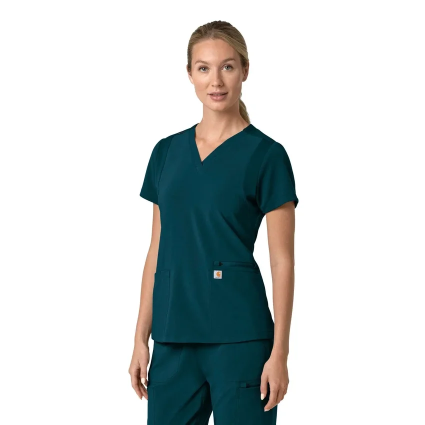 Blusa médica para mujer Force Cross-Flex con cuello en V y paneles elásticos en la parte de arriba