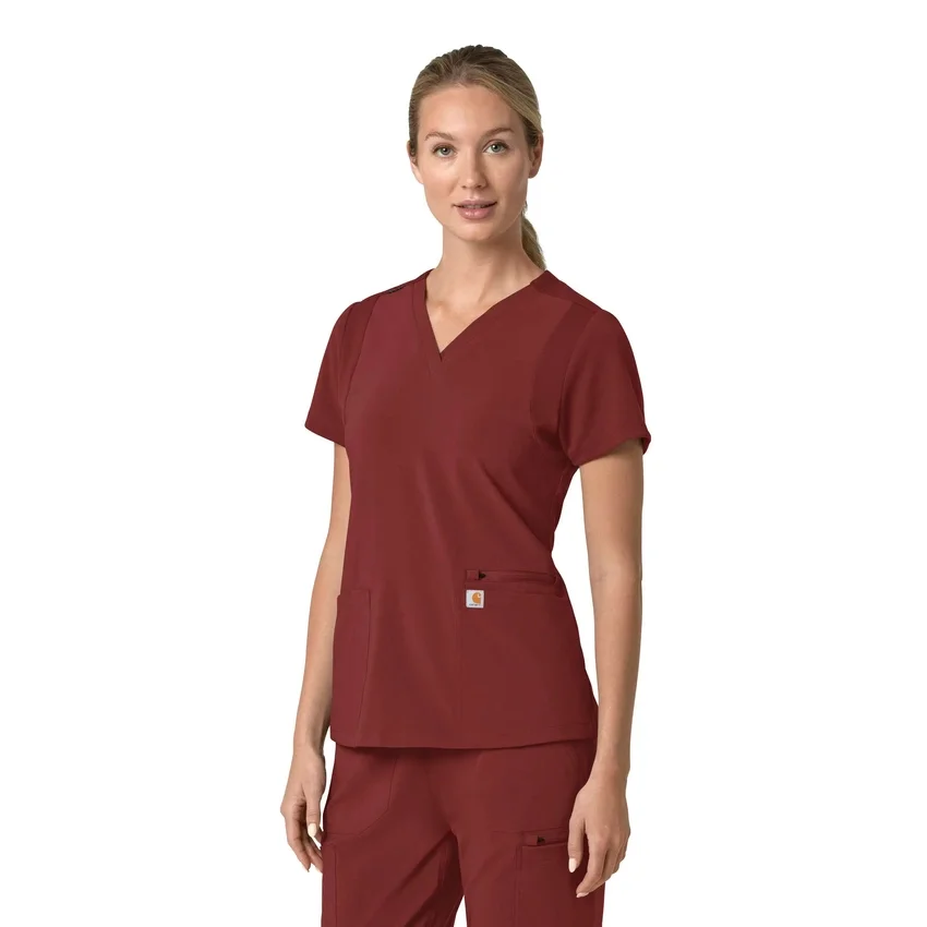 Blusa médica para mujer Force Cross-Flex con cuello en V y paneles elásticos en la parte de arriba
