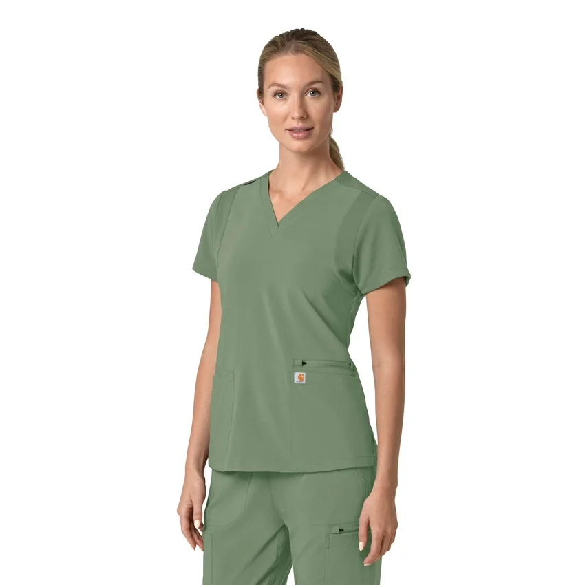 Blusa médica para mujer Force Cross-Flex con cuello en V y paneles elásticos en la parte de arriba