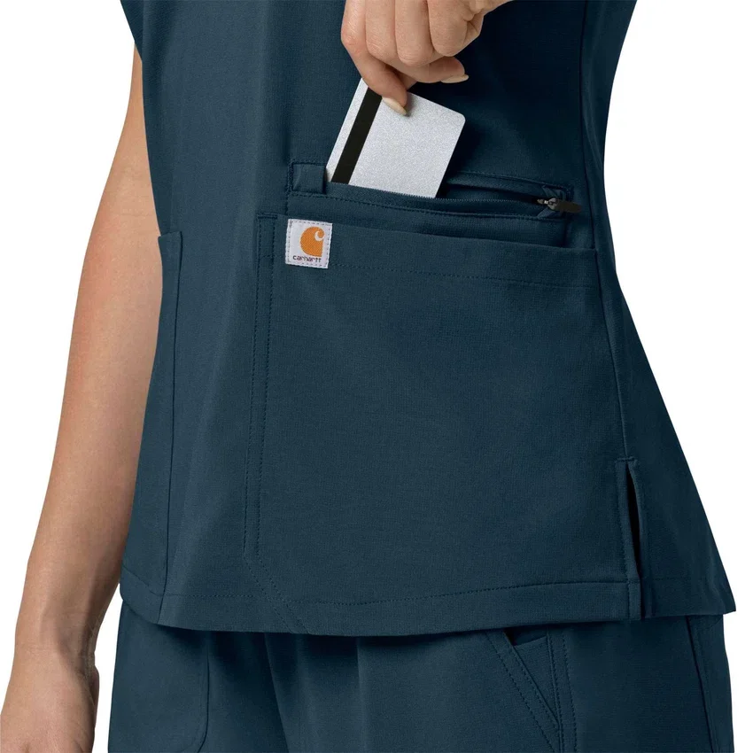Blusa médica para mujer Force Cross-Flex con cuello en V y paneles elásticos en la parte de arriba