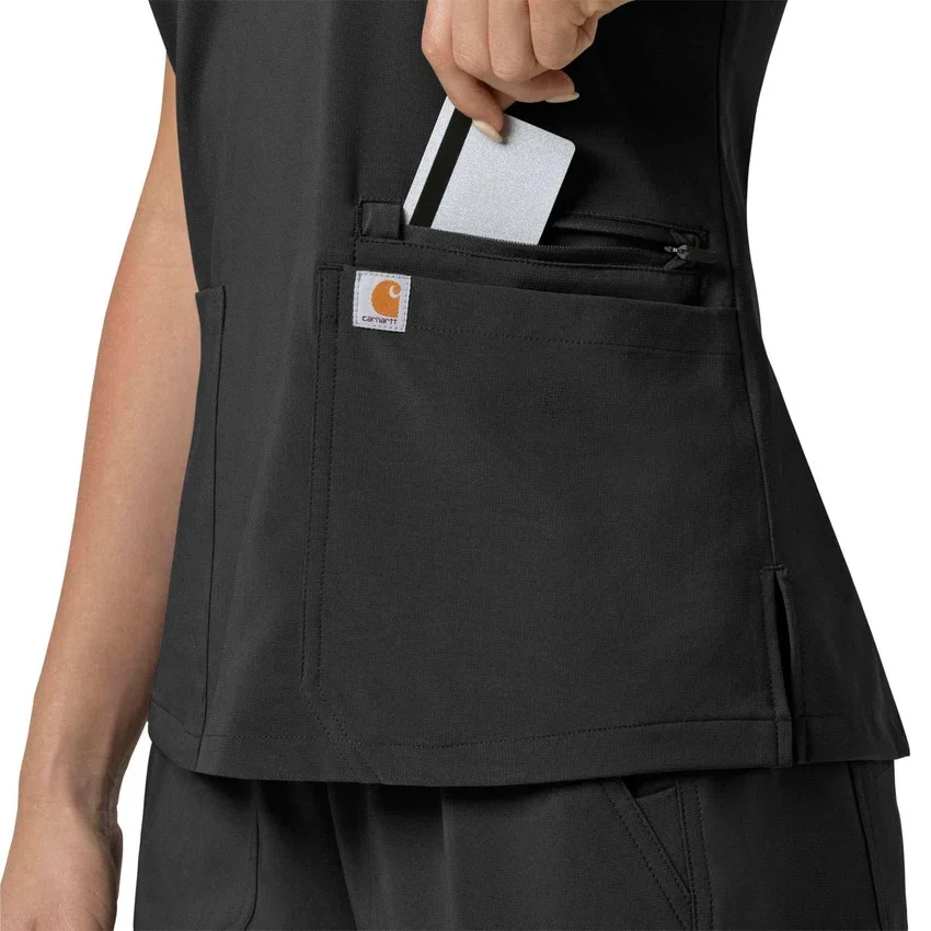 Blusa médica para mujer Force Cross-Flex con cuello en V y paneles elásticos en la parte de arriba