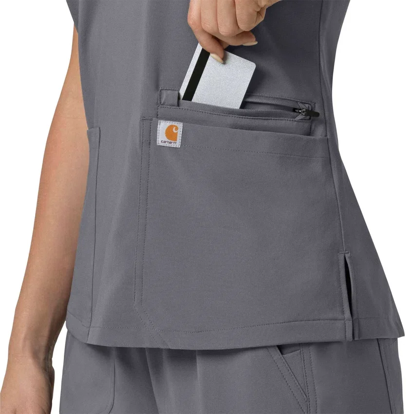 Blusa médica para mujer Force Cross-Flex con cuello en V y paneles elásticos en la parte de arriba