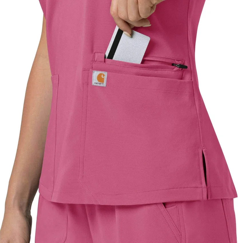 Blusa médica para mujer Force Cross-Flex con cuello en V y paneles elásticos en la parte de arriba