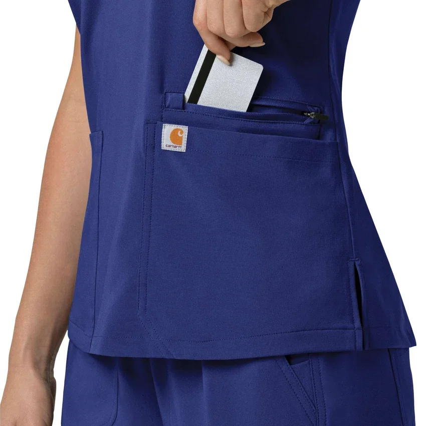 Blusa médica para mujer Force Cross-Flex con cuello en V y paneles elásticos en la parte de arriba