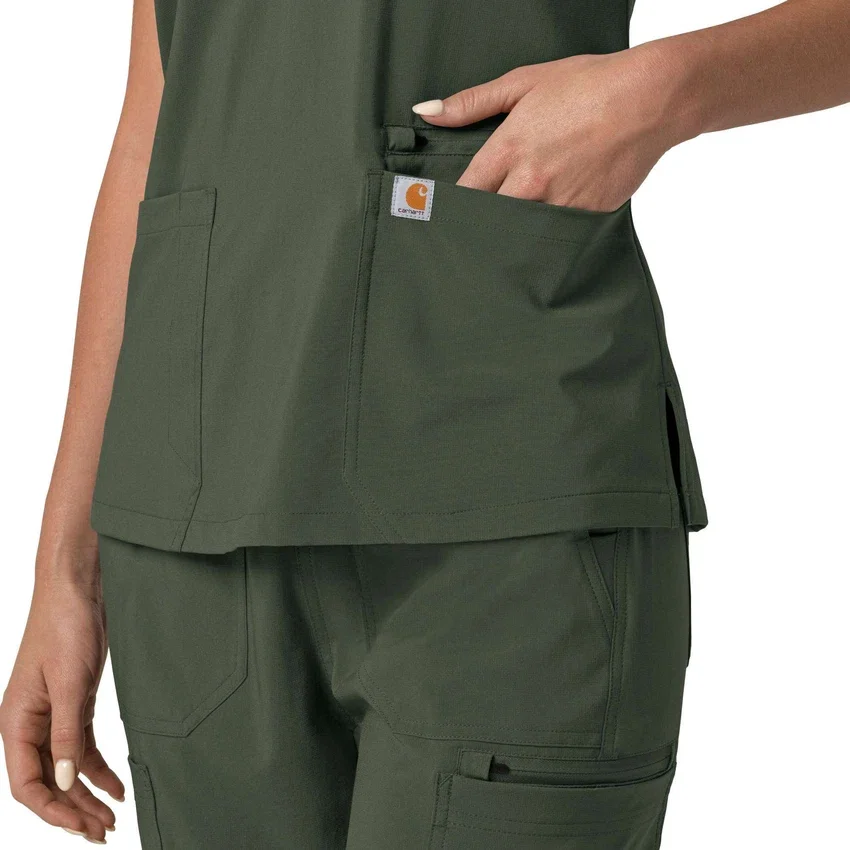 Blusa médica para mujer Force Cross-Flex con cuello en V y paneles elásticos en la parte de arriba