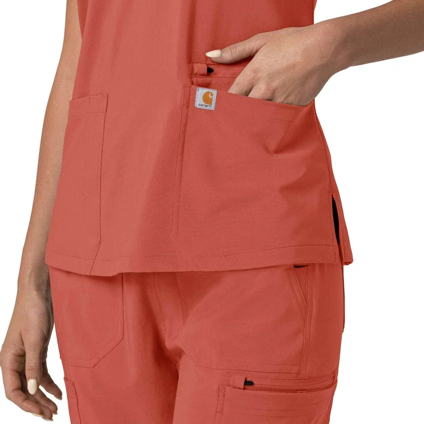 Blusa médica para mujer Force Cross-Flex con cuello en V y paneles elásticos en la parte de arriba