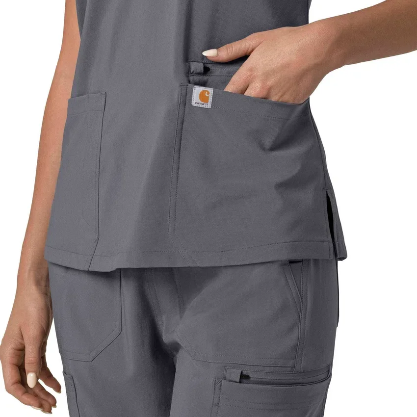Blusa médica para mujer Force Cross-Flex con cuello en V y paneles elásticos en la parte de arriba