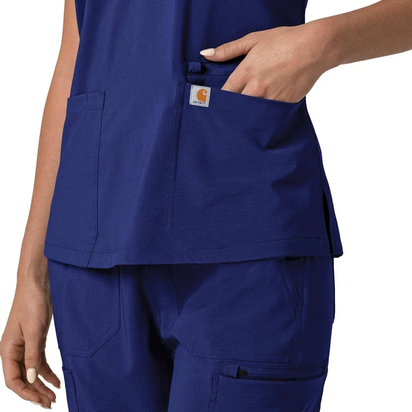 Blusa médica para mujer Force Cross-Flex con cuello en V y paneles elásticos en la parte de arriba