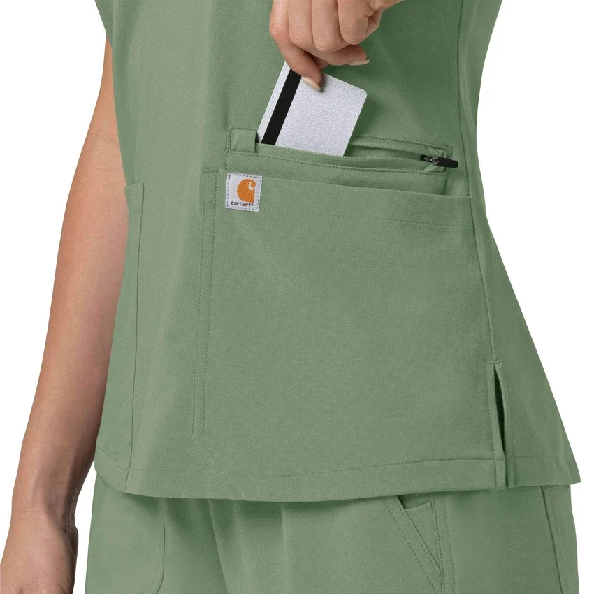 Blusa médica para mujer Force Cross-Flex con cuello en V y paneles elásticos en la parte de arriba