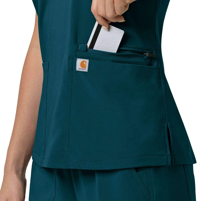 Blusa médica para mujer Force Cross-Flex con cuello en V y paneles elásticos en la parte de arriba