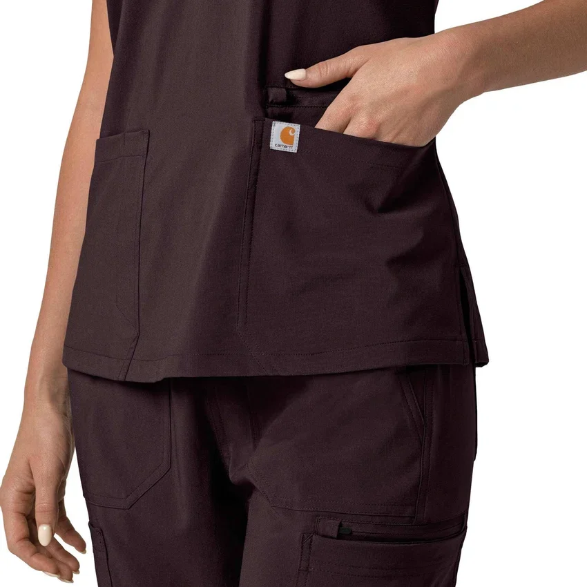 Blusa médica para mujer Force Cross-Flex con cuello en V y paneles elásticos en la parte de arriba