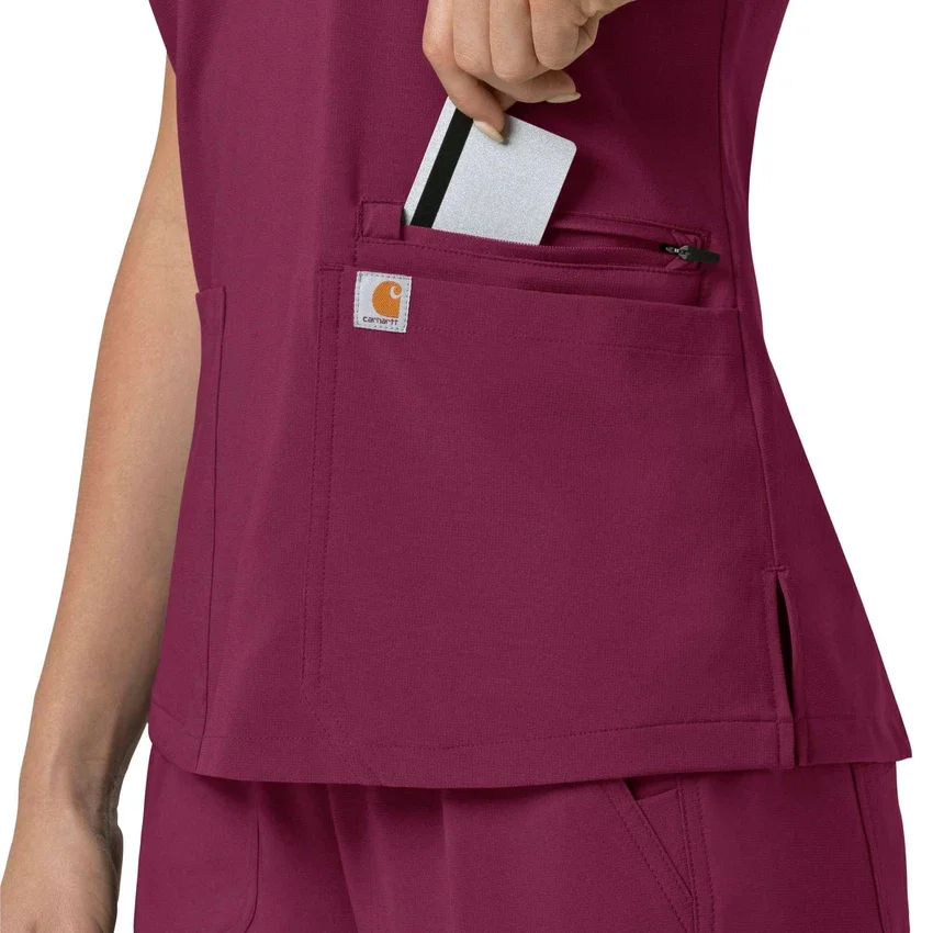 Blusa médica para mujer Force Cross-Flex con cuello en V y paneles elásticos en la parte de arriba