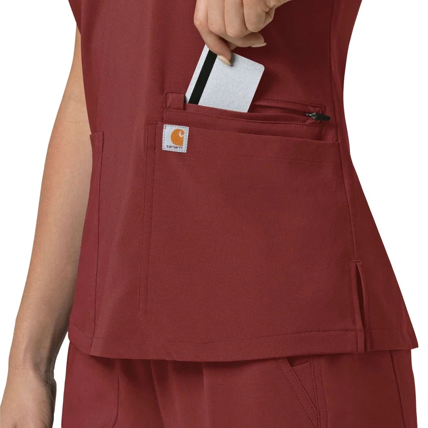 Blusa médica para mujer Force Cross-Flex con cuello en V y paneles elásticos en la parte de arriba