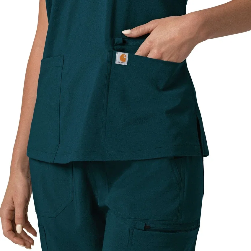 Blusa médica para mujer Force Cross-Flex con cuello en V y paneles elásticos en la parte de arriba