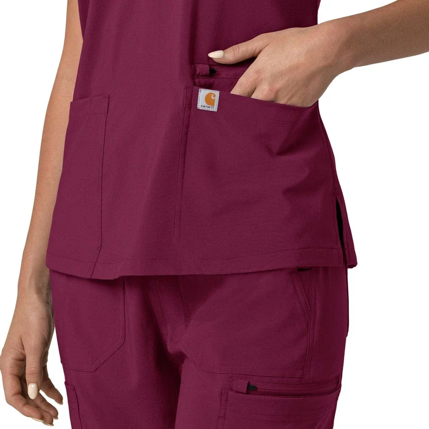 Blusa médica para mujer Force Cross-Flex con cuello en V y paneles elásticos en la parte de arriba