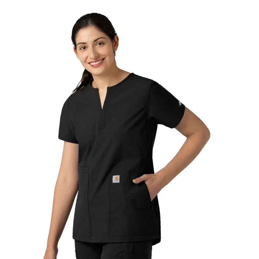 Blusa médica tipo túnica con cuello en V «Force Essentials» para mujer