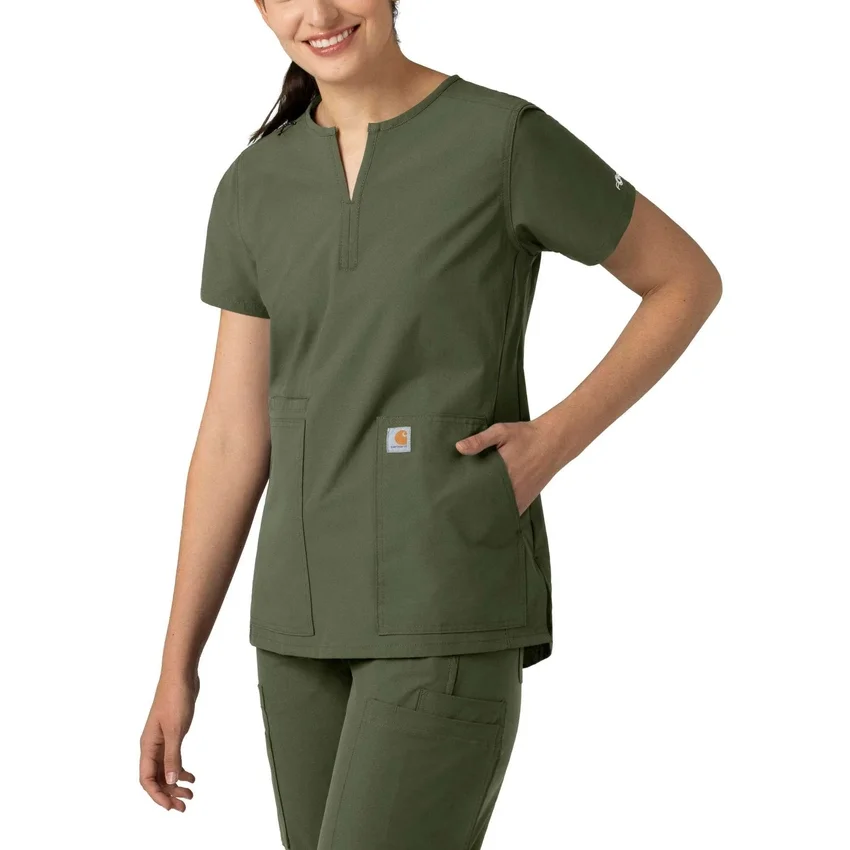 Blusa médica tipo túnica con cuello en V «Force Essentials» para mujer