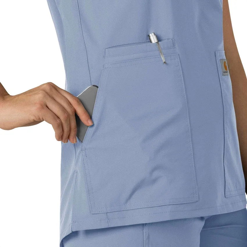 Blusa médica tipo túnica con cuello en V «Force Essentials» para mujer