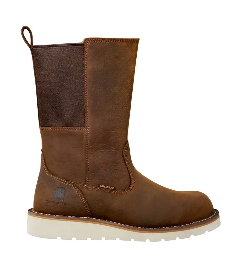 Botas de agua con cuña, puntera de acero e impermeables de 10" para mujer
