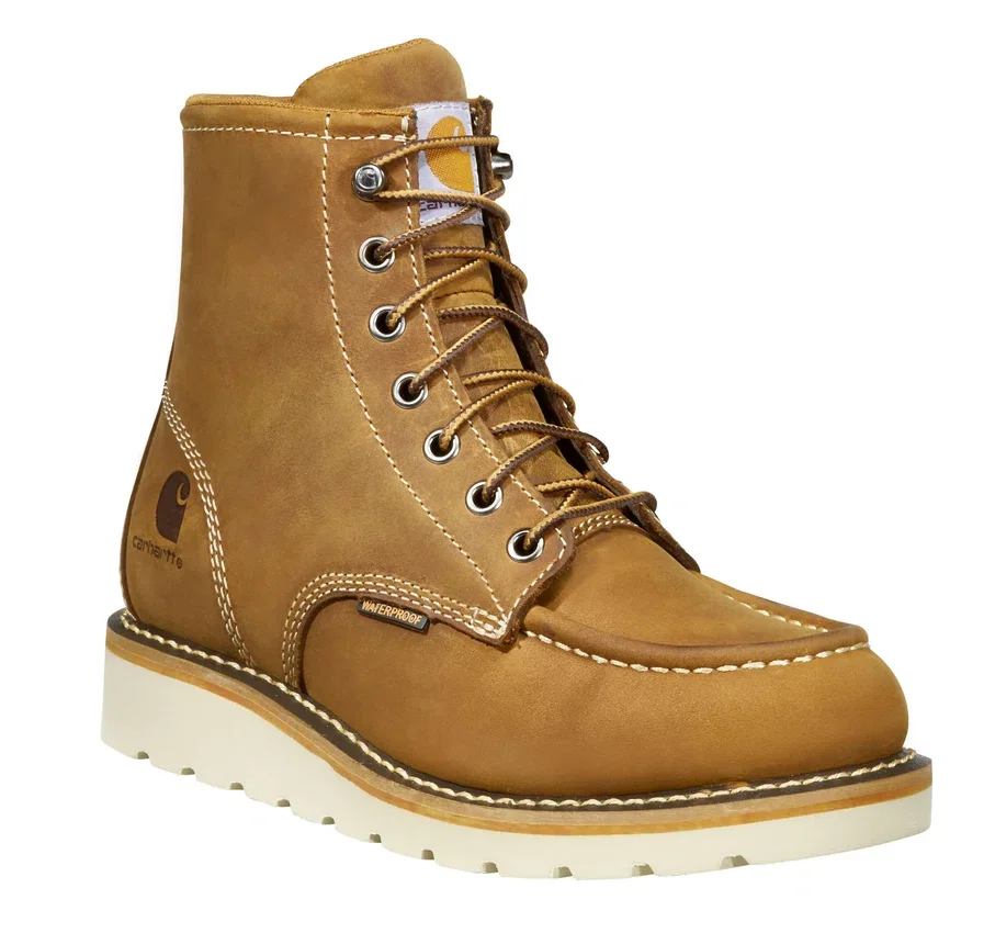 Botas de trabajo impermeables de mujer con puntera de acero y cuña de 6" estilo moc