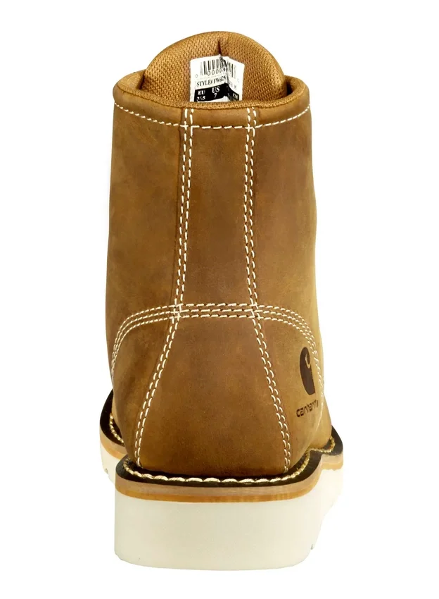 Botas de trabajo impermeables de mujer con puntera de acero y cuña de 6" estilo moc