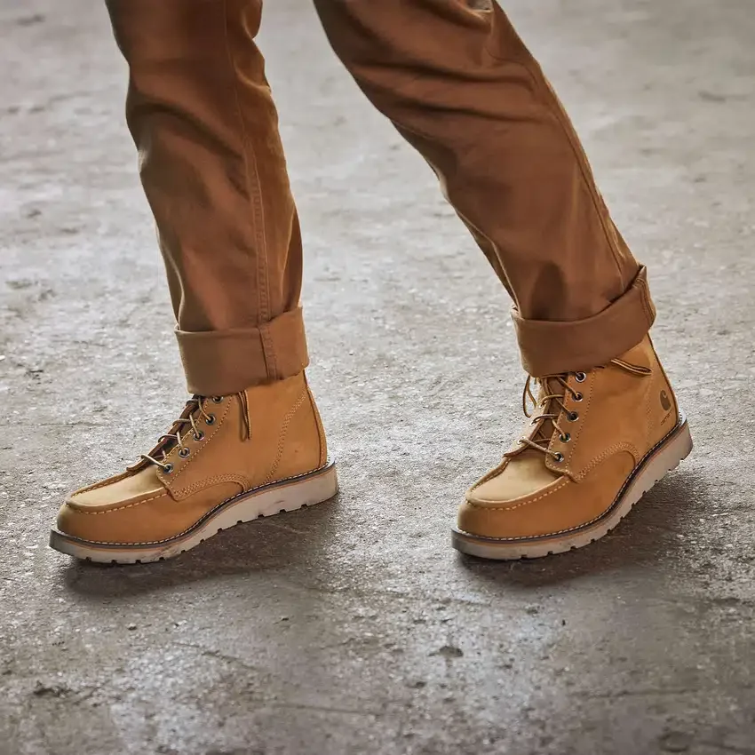 Botas de trabajo impermeables de mujer con puntera de acero y cuña de 6" estilo moc