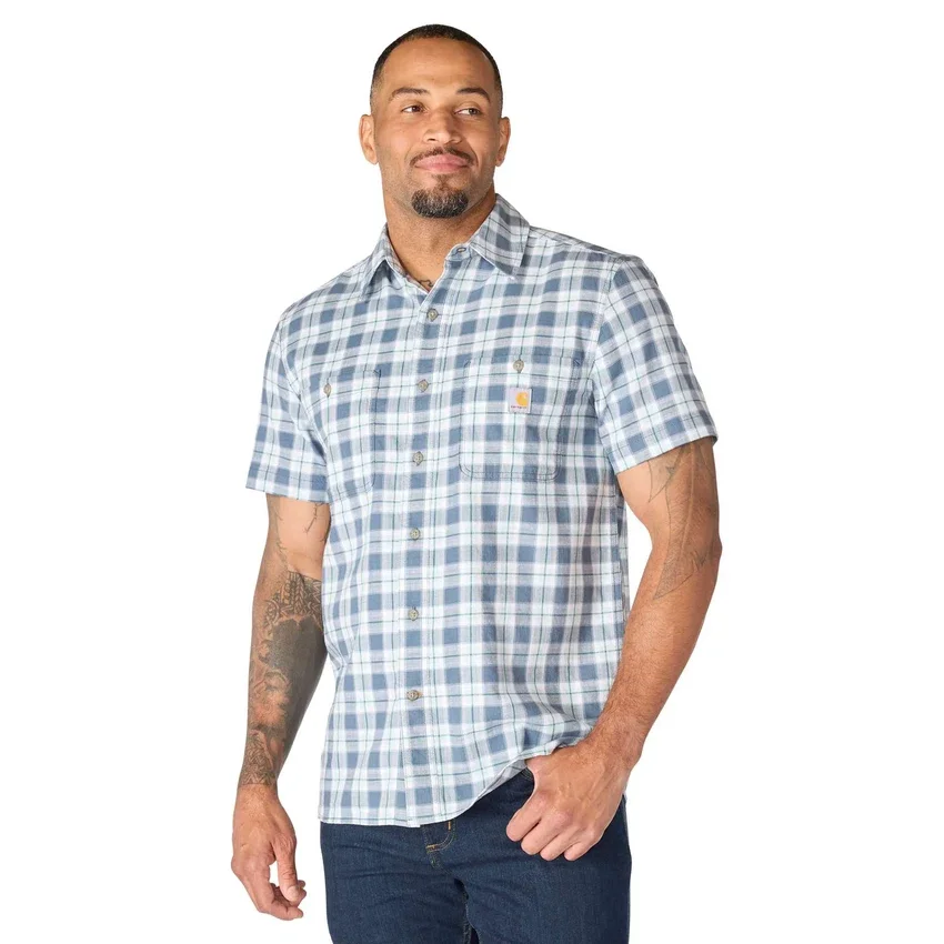 Camisa de cuadros con manguitos cortos y corte holgado «Bozeman» para hombre