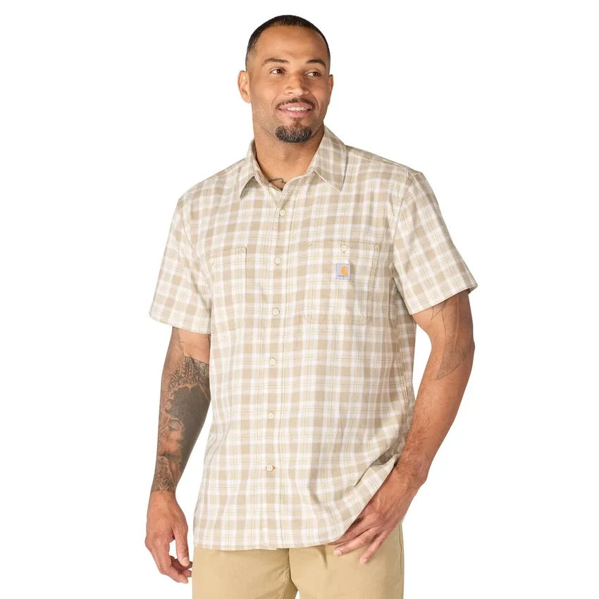 Camisa de cuadros con manguitos cortos y corte holgado «Bozeman» para hombre
