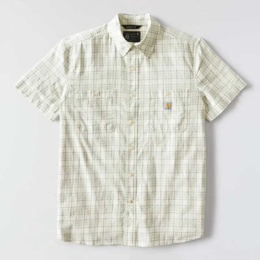 Camisa de cuadros con manguitos cortos y corte holgado «Bozeman» para hombre