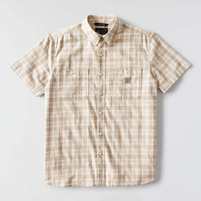 Camisa de cuadros con manguitos cortos y corte holgado «Bozeman» para hombre