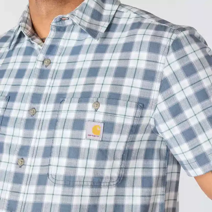 Camisa de cuadros con manguitos cortos y corte holgado «Bozeman» para hombre