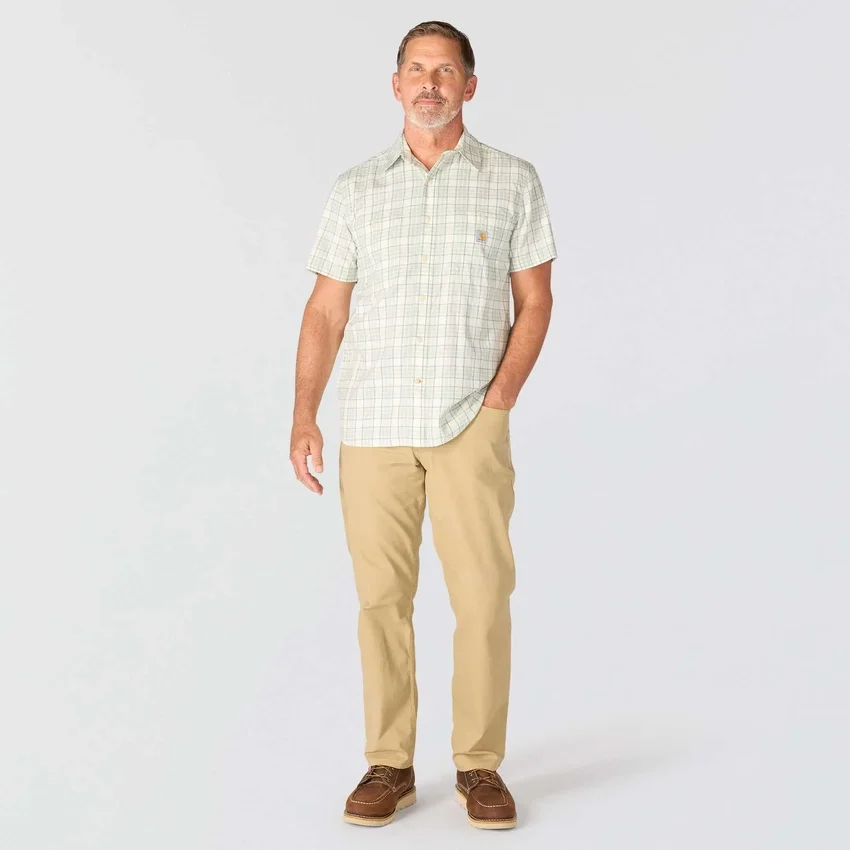 Camisa de cuadros con manguitos cortos y corte holgado «Bozeman» para hombre