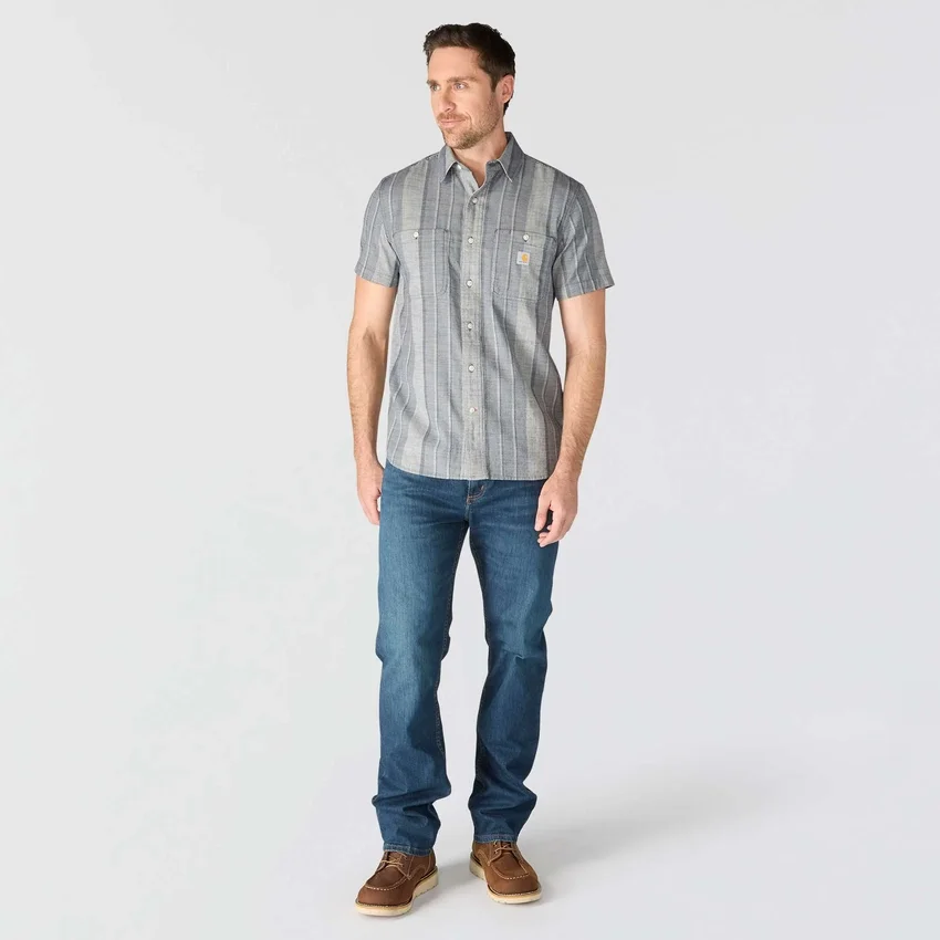 Camisa de cuadros con manguitos cortos y corte holgado «Bozeman» para hombre