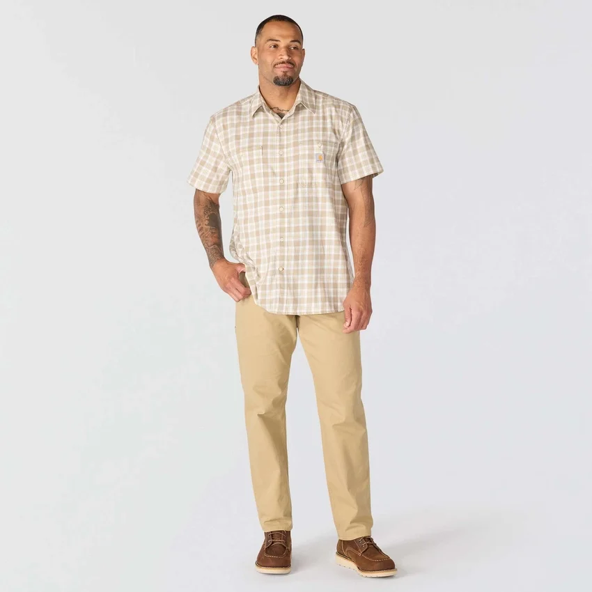 Camisa de cuadros con manguitos cortos y corte holgado «Bozeman» para hombre