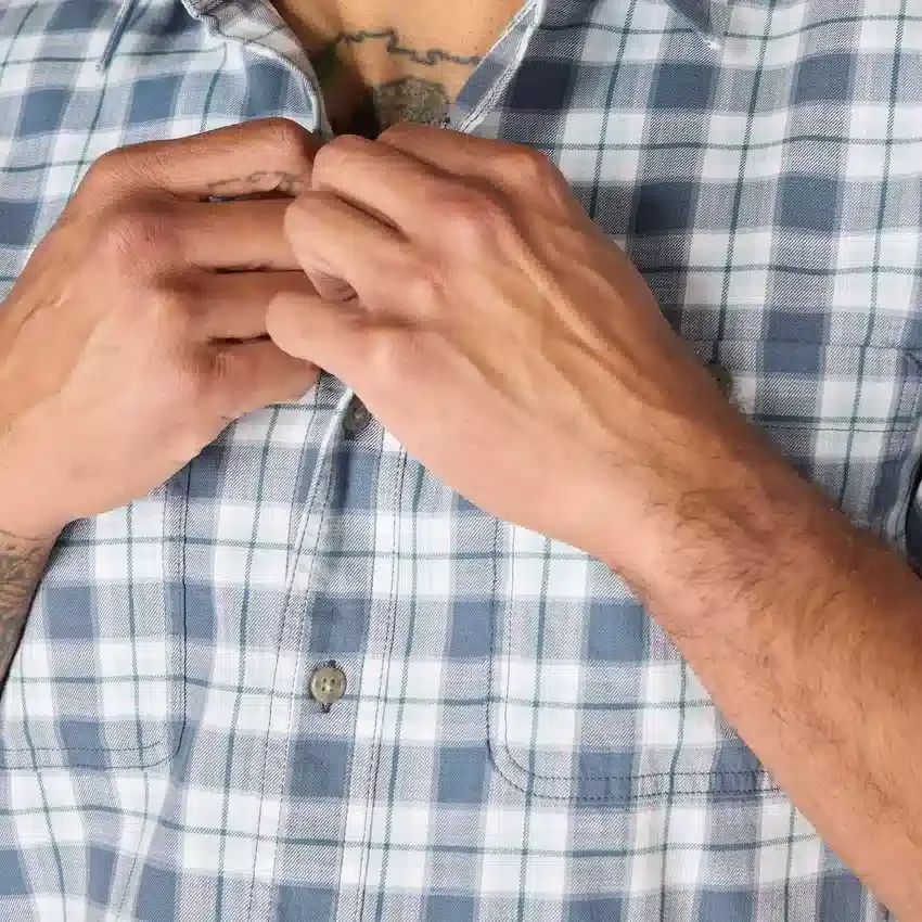 Camisa de cuadros con manguitos cortos y corte holgado «Bozeman» para hombre