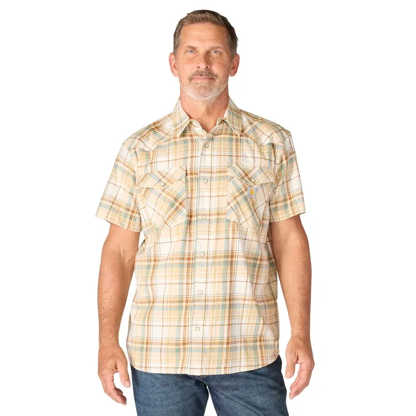 Camisa de cuadros de manguitos cortos de corte holgado Montana Bozeman para hombre