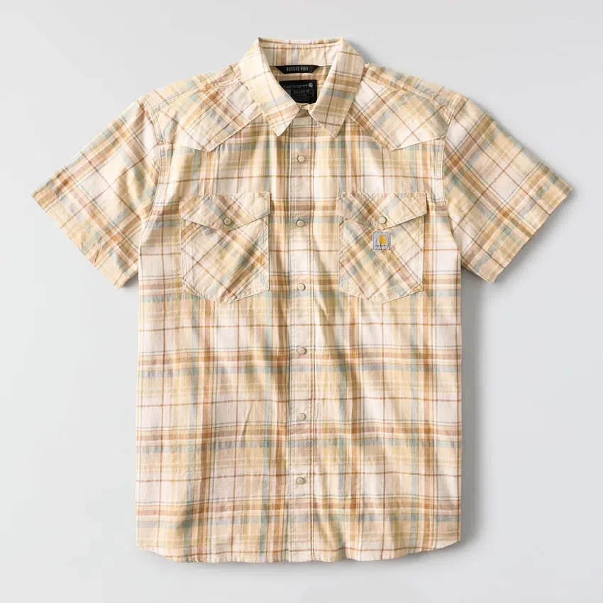 Camisa de cuadros de manguitos cortos de corte holgado Montana Bozeman para hombre
