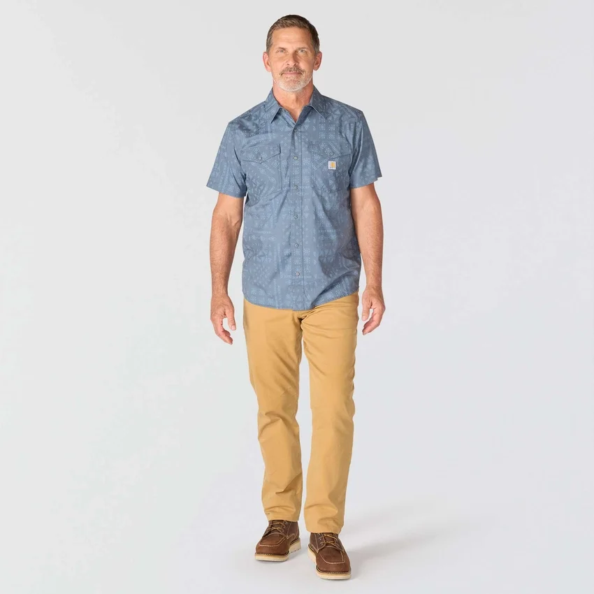 Camisa de cuadros de manguitos cortos de corte holgado Montana Bozeman para hombre