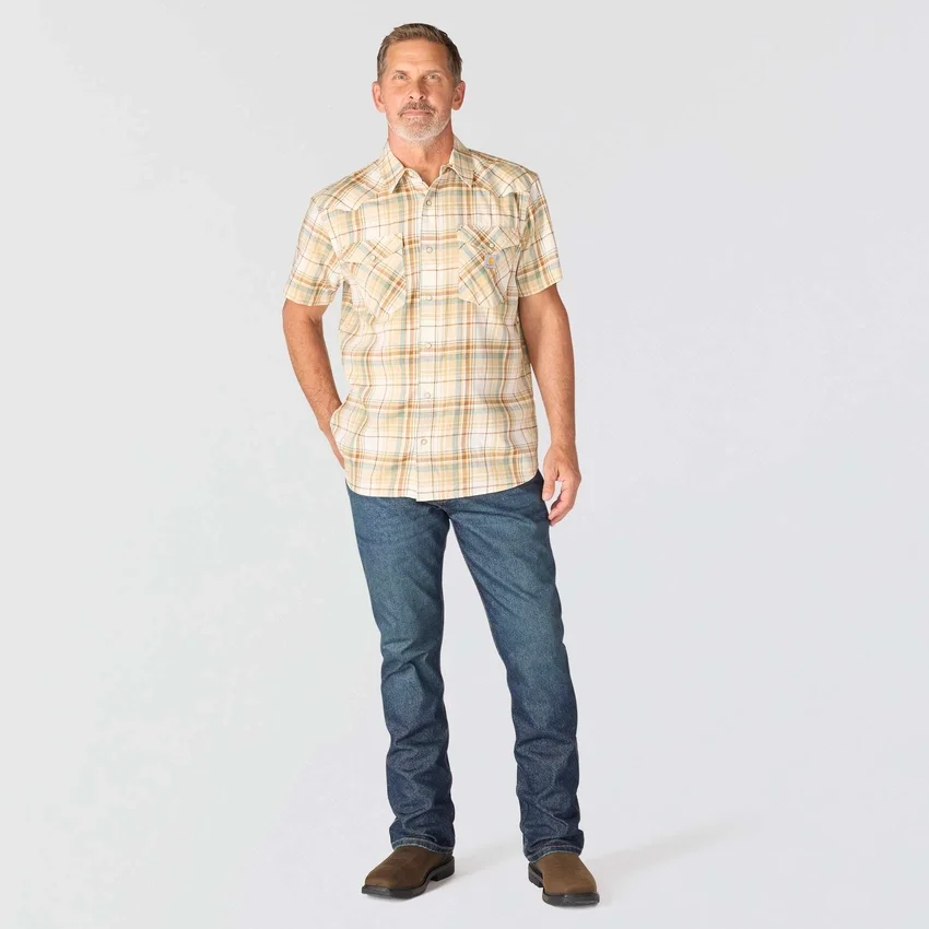 Camisa de cuadros de manguitos cortos de corte holgado Montana Bozeman para hombre