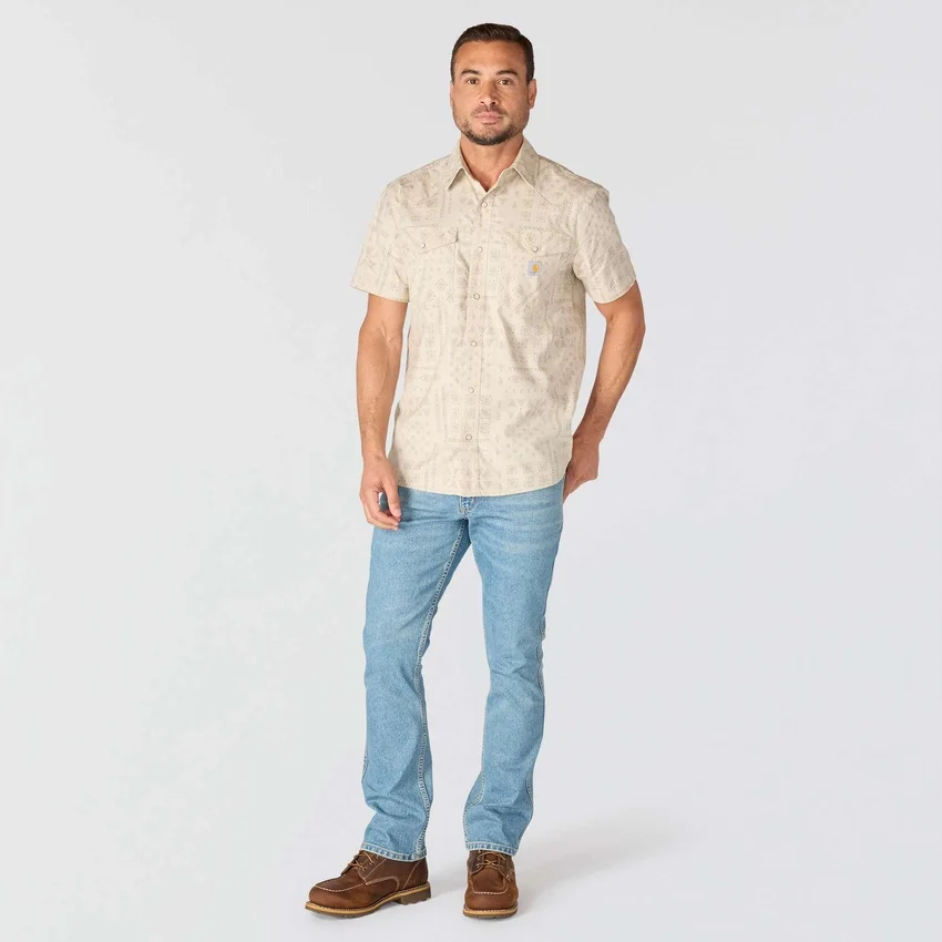 Camisa de cuadros de manguitos cortos de corte holgado Montana Bozeman para hombre