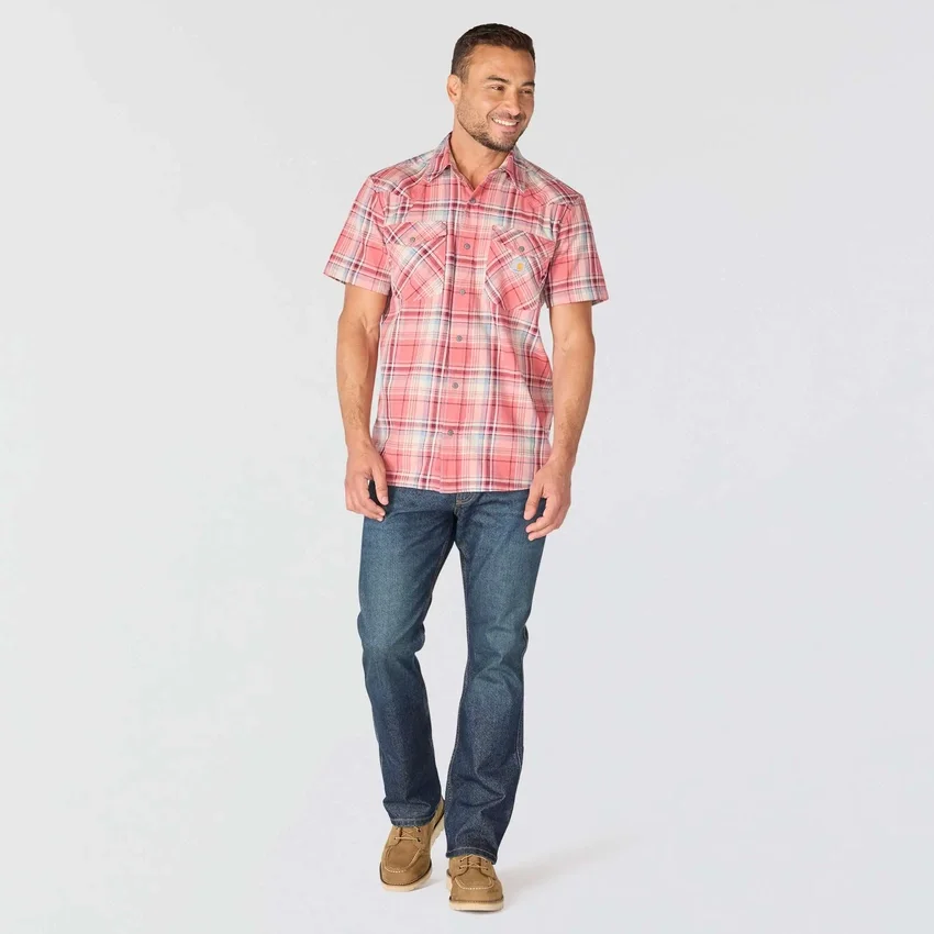 Camisa de cuadros de manguitos cortos de corte holgado Montana Bozeman para hombre