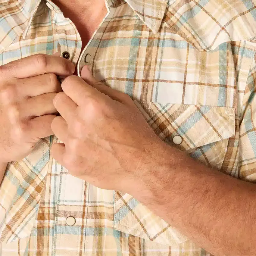 Camisa de cuadros de manguitos cortos de corte holgado Montana Bozeman para hombre