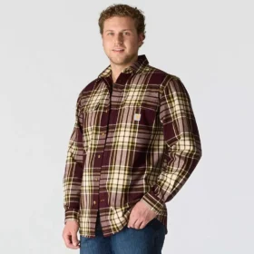 Camisa de franela a cuadros de manguitos largos, de corte holgado y tejido grueso