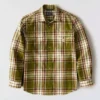 Camisa de franela a cuadros de manguitos largos, de corte holgado y tejido grueso