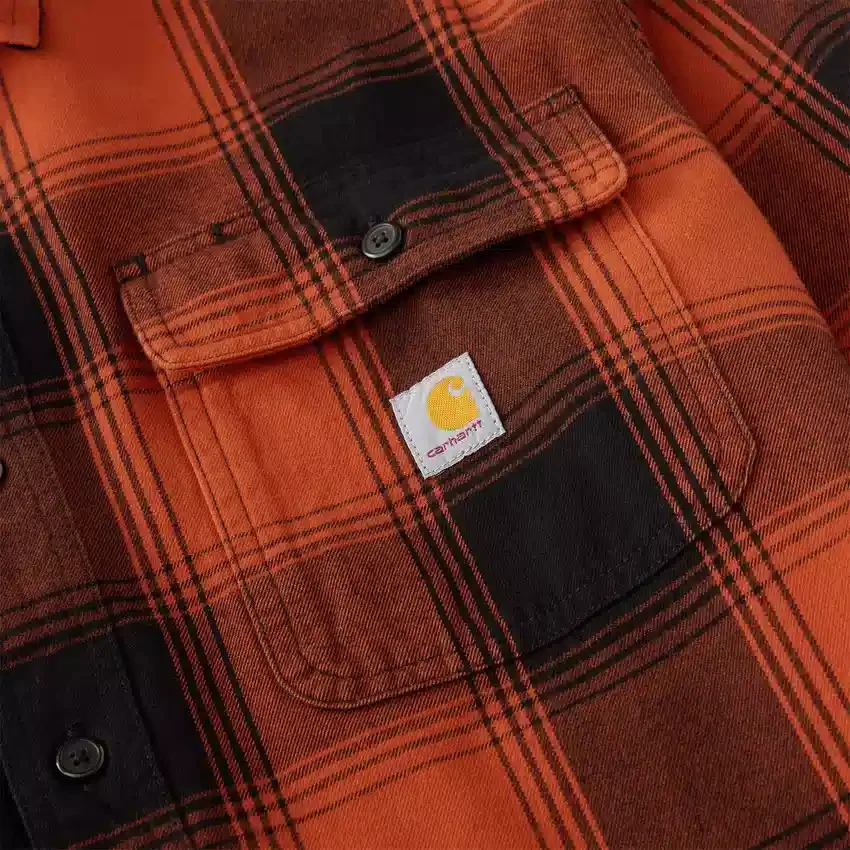 Camisa de franela a cuadros de manguitos largos, de corte holgado y tejido grueso