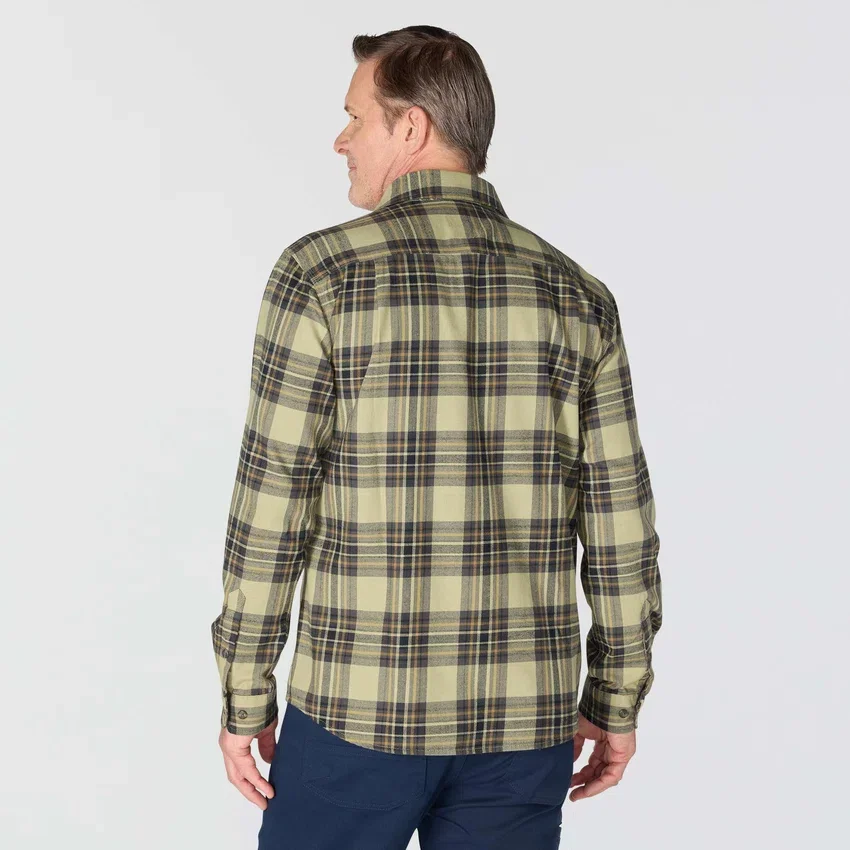 Camisa de franela a cuadros de manguitos largos, de peso medio y corte holgado Rugged Flex™