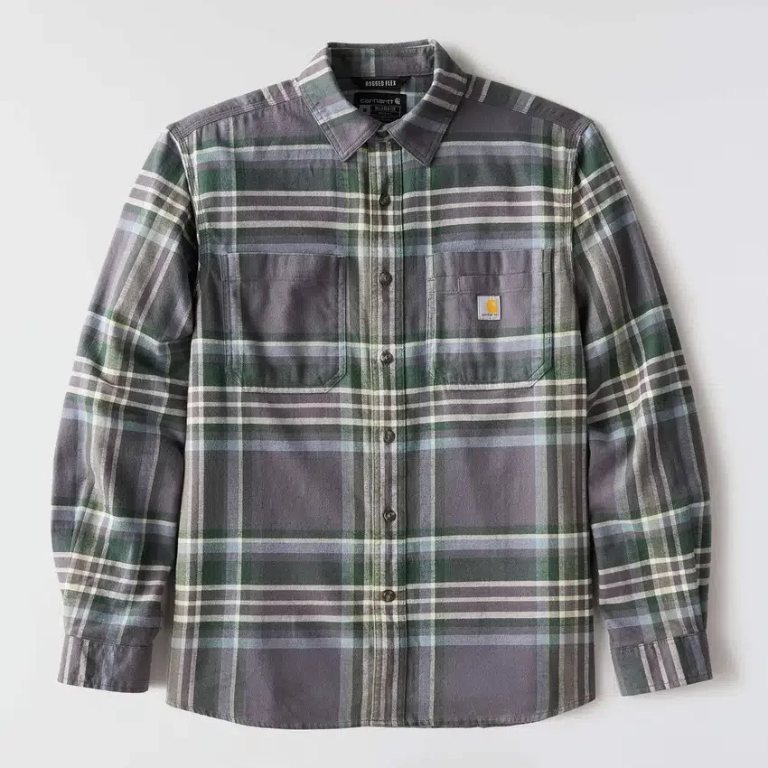 Camisa de franela a cuadros de manguitos largos, de peso medio y corte holgado Rugged Flex™