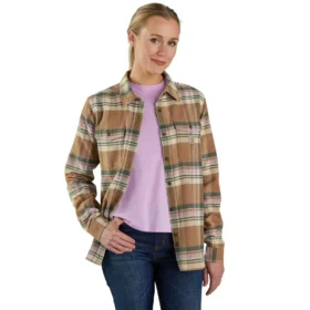 Camisa de franela de manguitos largos de corte holgado para mujer de la serie Tencel™ Fiber